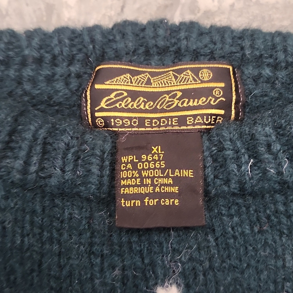 Eddie Bauer 1990 mens wool vintage chunky winter cabin sweater like new L - Picture 4 of 8